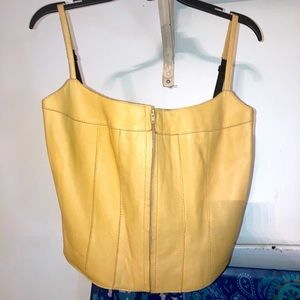 Yellow faux leather top